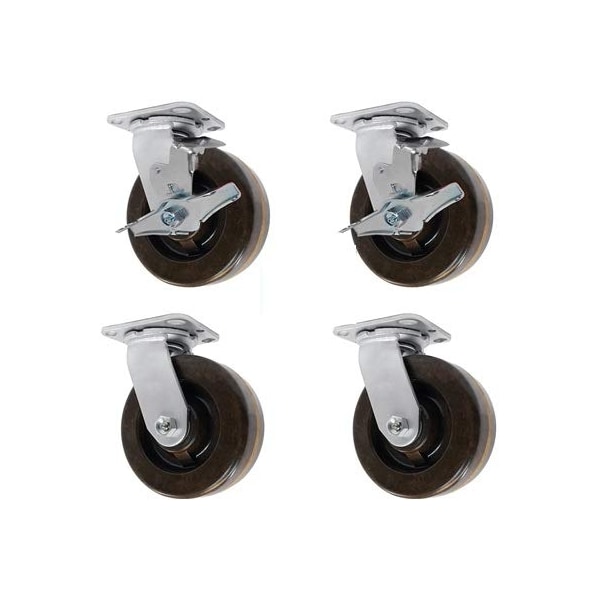 8"x2" HIGH Temperature PHENOLIC Wheel, Swivel Caster, 2 w, PK4